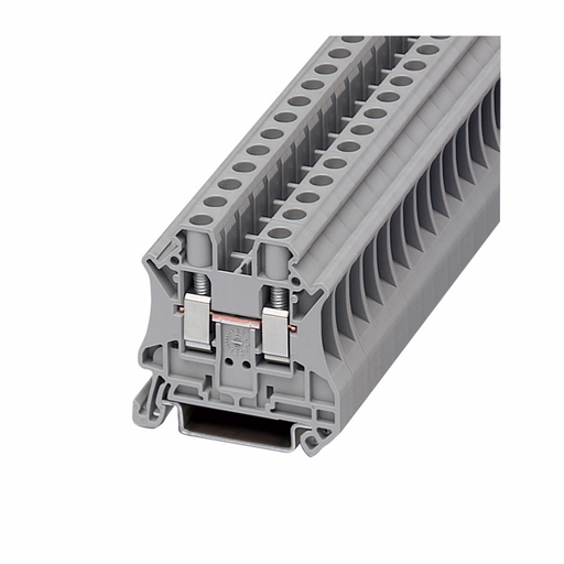 Product image for Cutler-Hammer XBUT6 XB IEC terminal block, Screw connection single level through-feed terminal block, 8.2 mm, Gray, 8 AWG/6 mm2 maximum wire, IEC 800V, EN 700V, UL 600V, IEC #24-8 AWG, EN #24-8 AWG, UL