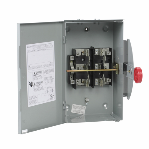 Eaton Electrical DT223URH-N 240 VAC 100 Amp 2-Pole 3-Wire Non-Fusible Double Throw Safety Switch Product image for Eaton Electrical DT223URH-N 240 VAC 100 Amp 2-Pole 3-Wire Non-Fusible Double Throw Safety Switch