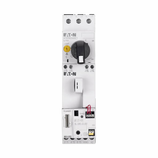 Cutler-Hammer XTPR004BC1 IEC motor control Manual Motor Protector, 4A, 45 mm Frame size, Class 10 trip type, Rotary type. Product image for Cutler-Hammer XTPR004BC1 IEC motor control Manual Motor Protector, 4A, 45 mm Frame size, Class 10 trip type, Rotary type.