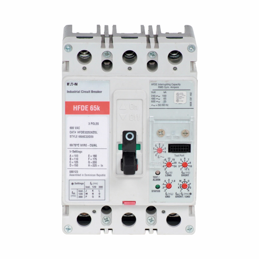 Cutler-Hammer HFDE322536 Series C electronic molded case circuit breaker, F-frame, HFDE, Complete breaker, Digitrip 310 RMS, Electronic LSIG trip type, Three-pole, 225 A, 100 kAIC at 240 Vac, 65 kAIC at Product image for Cutler-Hammer HFDE322536 Series C electronic molded case circuit breaker, F-frame, HFDE, Complete breaker, Digitrip 310 RMS, Electronic LSIG trip type, Three-pole, 225 A, 100 kAIC at 240 Vac, 65 kAIC at