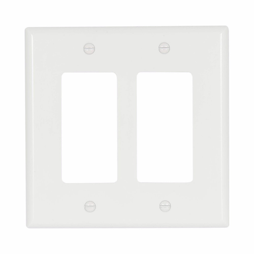 Mayer-DDS-Eaton Decorator / GFCI wallplate, White, Decorator Cutout, Thermoset, Two- gang, Mid-size, ED Box-1