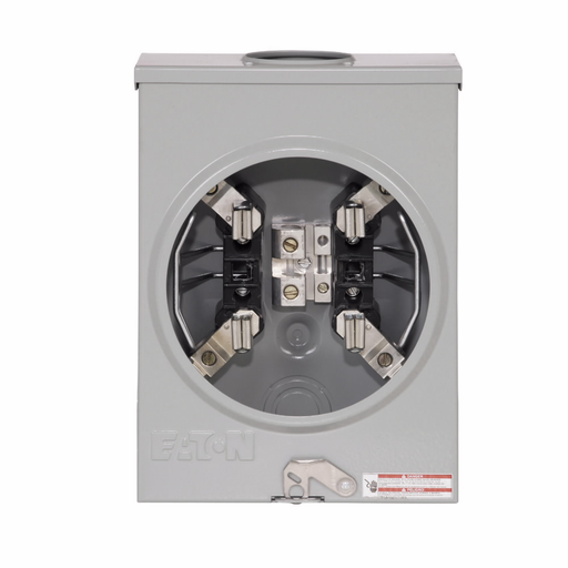 Product image for Cutler-Hammer UHTRS101BE meter socket, 1-pos resi service, 125 A, Over, 3-5/16 inch hub open, #8-2/0 AWG, 4-jaw, 1-ph, #8-2/0 AWG, Horn bypass, Gnd conn (#14-#2 Cu), Triplex, 3-wire, Ringless, 600 Vac