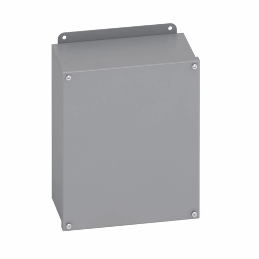 Product image for B-Line 1086-12SC JIC Panel Enclosure, 10" x 8" x 6" NEMA 12, Screw cover, 12SC enclosure, Wall mount, Small single door, External mounting feet, Carbon steel, Oil-resistant gasket