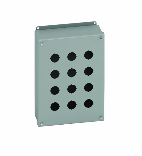 Product image for B-Line PB2-4XS Push Button Enclosure, 5.75" x 3.25" x 3" NEMA 4X, Screw cover, PB4XS enclosure, Surface mounted, Small single door, External mounting feet, 304 stainless steel, Oil-
