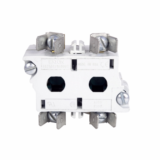 Product image for Eaton Electrical 10250T41 30.5 mm 600 VAC 10 Amp 2NO Spade Terminal Silver Standard Push Button Contact Block