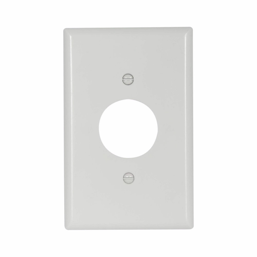 Mayer-DDS-Eaton Single receptacle wallplate, White, 1.406" Hole Cutout, Thermoset, Single- gang, Mid-size, ED Box-1