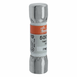 Eaton Bussmann series FNQ fuse, Time-delay Midget fuse, Motor control transformers, circuits with in-rush currents, 25 A, Non-indicating, Ferrule end x ferrule end, 10 kAIC at 500 Vac, Nickel-plated bronze endcap, Standard, 500 V