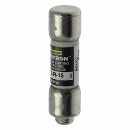 Eaton Bussmann series KTK-R fuse, LIMITRON Fast-acting fuse, Rejection style, Specialized circuits and industrial control, 15 A, Class CC, Non-indicating, Ferrule end x ferrule end, 200 kAIC, Melamine tube, Standard, 600 V