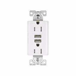 Eaton TR7755W-BOX 3.1A/5VDc USB Charger / 15A 125Vac Tamper Resistant Duplex Receptacle - White