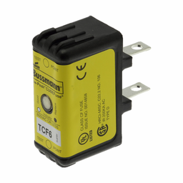 Eaton Bussmann series TCF fuse, 6 A, 60 Hz, 50 Hz, Dual, CF, Black, With Indicator, Blade end, Time delay, 10 sec at 500%, 100 kAIC at 300 Vdc,300 kAIC at 600 V, Glass filled PES, Chassis,35 mm DIN rail, 600 V, 300 Vdc, TCFH30N, CCP2-3-30CF