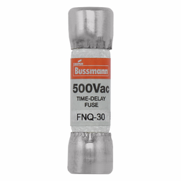 Eaton Bussmann series FNQ fuse, Time-delay Midget fuse, Motor control transformers, circuits with in-rush currents, 7 A, Non-indicating, Ferrule end x ferrule end, 10 kAIC at 500 Vac, Nickel-plated bronze endcap, Standard, 500 V