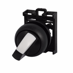 Cutler-Hammer M22S-WRK3 M22 modular pushbutton, M22 Modular Selector Switch Operator, 22.5 mm, Knob, Maintained, Non-illuminated, Bezel: Black, Button: Black, IP66, NEMA 4X, 13, Three-position, 100,000