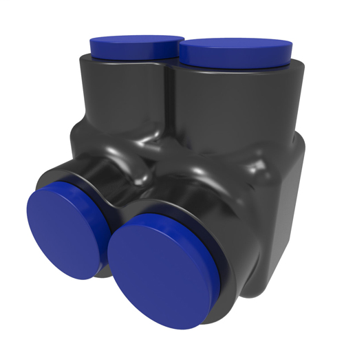 Product image for Ilsco PBTS-2-250-F Nimbus4Flex Insulated Flexible Aluminum Multi-Tap Connector, Conductor Range 250-6, Flex 4/0-6 H,I,K 2/0-6 M 3/0-6 DLO, 2 Ports, Single Sided Entry, Tin Plated, UL, CSA