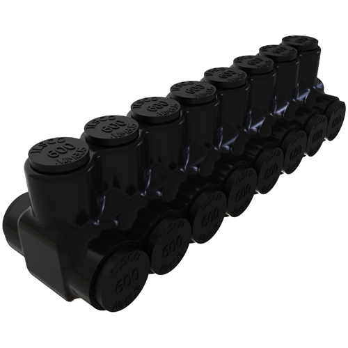ILSCO PBTD-8-500 UL/CSA Listed 600 MCM 4 AWG 8-Port Dual Rated Aluminum Insulated Mechanical Connector ILSCO PBTD-8-500 UL/CSA Listed 600 MCM 4 AWG 8-Port Dual Rated Aluminum Insulated Mechanical Connector