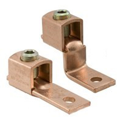 Copper Mechanical Lug Offset, Conductor Range 2-8, 1 Port, 1 Hole, 1/4in Bolt Size, UL, CSA