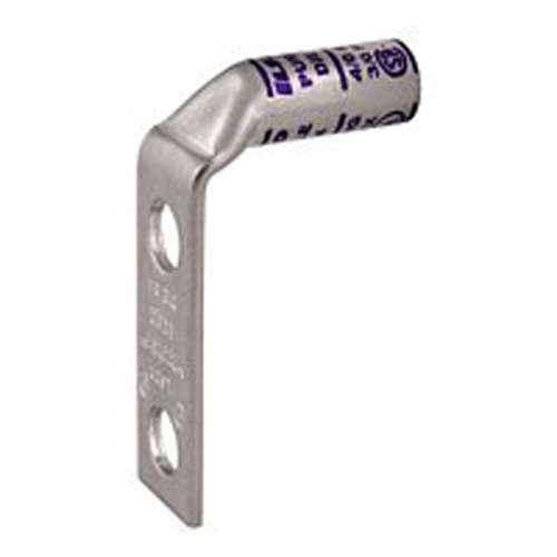 Ilsco CLNB-500-38-1-9 SureCrimp® Copper Compression Lug, Conductor Size 500, 2 Holes, 3/8in Bolt Size, 1in Hole Spacing, Long Barrel, No Sight Window, 90? Bent Tang, Tin Plated, UL, CSA Product image for Ilsco CLNB-500-38-1-9 SureCrimp® Copper Compression Lug, Conductor Size 500, 2 Holes, 3/8in Bolt Size, 1in Hole Spacing, Long Barrel, No Sight Window, 90? Bent Tang, Tin Plated, UL, CSA