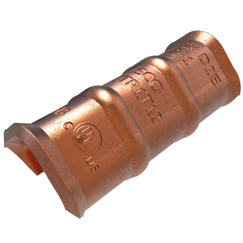 Product image for Ilsco TWCTR1T12 Permaground Copper Thin Wall C-Tap, Main Conductor Range 1-3, Tap Range 3-12, Black Color Code, UL