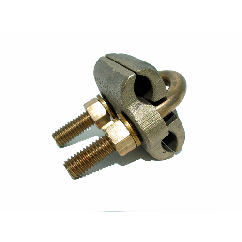 Product image for Ilsco GT-5 Permaground Copper Ground Clamp, Conductor Range 2/0-4 Sol, 2 Conductors, Pipe Size 3/8in, Ground Rod Sizes 5/8 to 3/4in, Perpendicular Orientation, UL