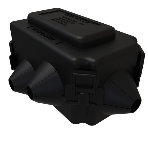 Product image for Ilsco GTA-500-500-W/C Aluminum Parallel Tap Connector, Dual Rated, Main Conductor Range 500-350, Tap Range 500-2, Tin Plated, UL, CSA, Includes Cover