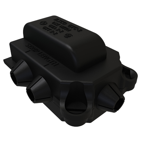 Product image for Ilsco GTA-2-2-W/C Aluminum Parallel Tap Connector, Dual Rated, Main Conductor Range 2-12, Tap Range 2-12 AL, 2-14 CU, Tin Plated, UL, CSA, Includes Cover