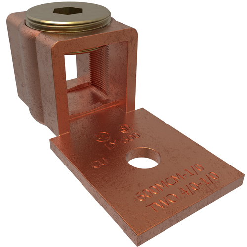 Product image for Ilsco LY-600 Copper Mechanical Lug, Conductor Range 600-1/0, 1 Port, 1 Hole, 3/8in Bolt Size, UL, CSA