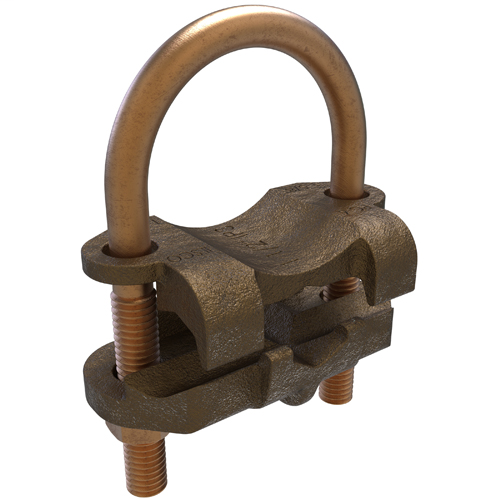 Product image for Ilsco GPL-28 Permaground Copper U-Bolt Ground Clamp, Conductor Range 250-2/0 Sol, Pipe Size 1-1/2in, Ground Rod Sizes 1-5/8 to 1-7/8in, UL, CSA