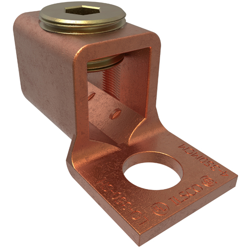 Product image for Ilsco LO-350SH Copper Mechanical Lug, Conductor Range 350-4, 1 Port, 1 Hole, 1/2in Bolt Size, Seamless, UL, CSA