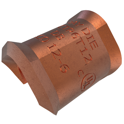 Product image for Ilsco TWCTR6T12 Permaground Copper Thin Wall C-Tap, Main Conductor Range 6-8, Tap Range 8-12, Gray Color Code, UL