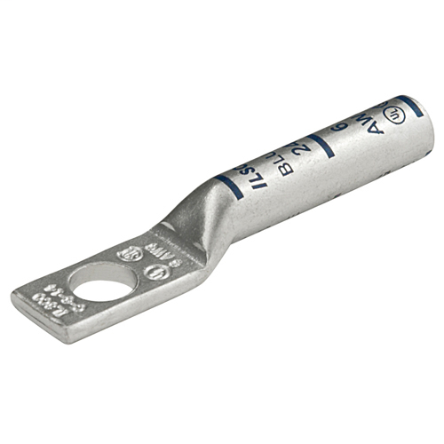 Product image for Ilsco CLNS-500-12 SureCrimp® Copper Compression Lug, Conductor Size 500, 1 Hole, 1/2in Bolt Size, Long Barrel, No Sight Window, Tin Plated, UL, CSA