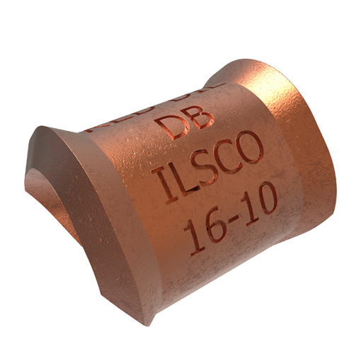 Product image for Ilsco TWCTR10T16 Permaground Copper Thin Wall C-Tap, Main Conductor Range 10-14, Tap Range 14-16, Red Color Code, UL