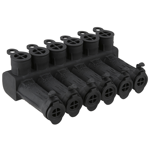 Product image for Ilsco PED6-350SS-DB SafetySub Insulated Multi-Tap Connector, Dual Rated, Direct Burial, Conductor Range 350-12, 6 Ports, UL, CSA