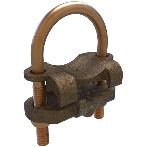 Product image for Ilsco GPL-26 Permaground Copper U-Bolt Ground Clamp, Conductor Range 4-8 Sol, Pipe Size 1-1/2in, Ground Rod Sizes 1-5/8 to 1-7/8in, UL, CSA