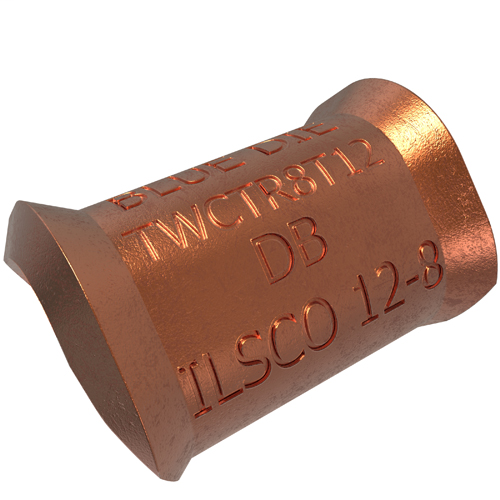 Product image for Ilsco TWCTR8T12 Permaground Copper Thin Wall C-Tap, Main Conductor Range 8-10, Tap Range 10-12, Blue Color Code, UL