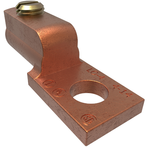 Product image for Ilsco LO-4 Copper Mechanical Lug, Conductor Range 4-14, 1 Port, 1 Hole, 1/4in Bolt Size, Seamless, UL, CSA