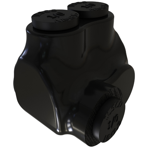 Product image for Ilsco PBTO-1/0 Nimbus Insulated Aluminum In-Line Splicer-Reducer Connector Offset, Conductor Range 1/0-14, 2 Ports, Tin Plated, UL, CSA