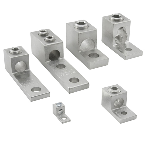 Aluminum Mechanical Lug, Dual Rated, Conductor Range 600-2, 1 Port, 2 Holes, 1/2in Bolt Size, 1-3/4in Hole Spacing, 2 Screws, Tin Plated, UL, CSA