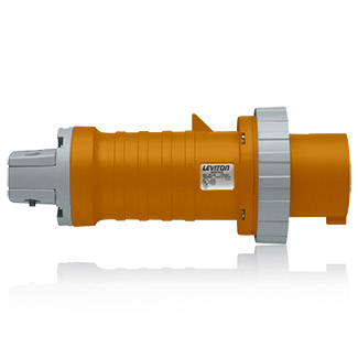 Product image for Leviton 4100P12W 100 Amp 125/250 Volt 3 Phase 3-Pole 4 Wire North American Industrial Grade Orange Pin and Sleeve Plug