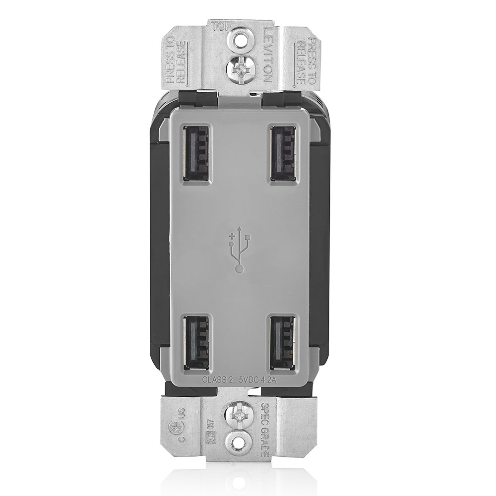 Product image for LEV USB4P-GY GY 4-PORT DEC USB CHAR