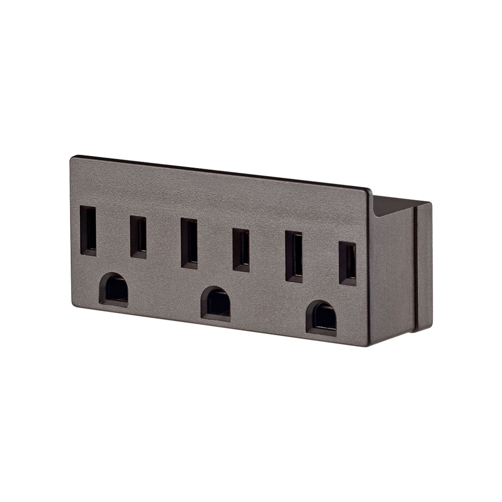 Product image for Leviton 697 125 Volt 15 Amp 2-Pole 3-Wire NEMA 5-15R Ivory Urea Plastic Grounding U-Ground Single to Triple Tap Adapter