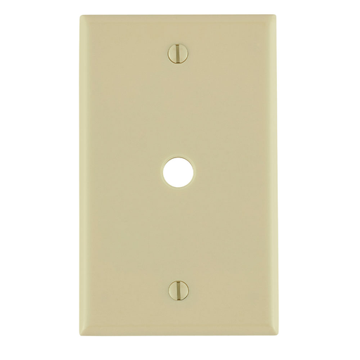 1-Gang .406 Inch Hole Device Telephone/Cable Wallplate, Standard Size, Thermoset, Box Mount - Ivory