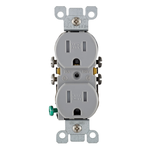 Feature: Weather and Tamper-Resistant, Amperage: 15 Amp, Voltage: 125 Volt, NEMA: 5-15R, Pole: 2, Wire: 3-Wire, Blade Type: Straight Blade, Device Type: Duplex Receptacle, Grounding: Grounding, Termination: Quickwire Push-In & Side, Standards and Certific