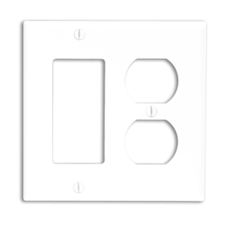 2-Gang 1-Duplex 1-Decora/GFCI Device Combination Wallplate, Standard Size, Thermoplastic Nylon, Device Mount, - Red