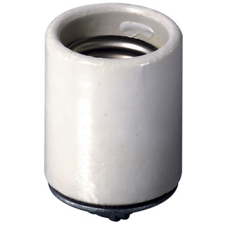 Medium Base, One-Piece, Keyless, Incandescent, Glazed Porcelain Lampholder, Pipe Mount, Single Circuit, Back Wired, - White