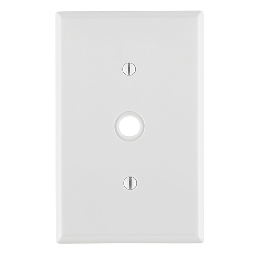 1-Gang .406 Inch Hole Device Telephone/Cable Wallplate, Midway Size, Thermoplastic Nylon, Strap Mount. White