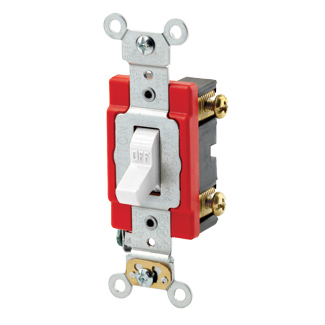 20 Amp, 120/277 Volt, Toggle Single-Pole AC Quiet Switch, Extra Heavy Duty Spec Grade, Self Grounding, Back & Side Wired - WHITE