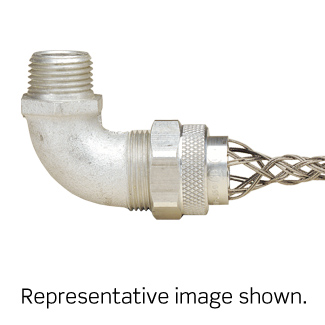 1 Inch, 90-Degree, Male, Aluminum Body, Deluxe Cord Sealing Strain-Relief, .625 - .750 Cord Range