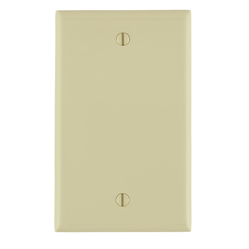 1-Gang No Device Blank Wallplate, Standard Size, Thermoplastic Nylon, Box Mount, - Ivory
