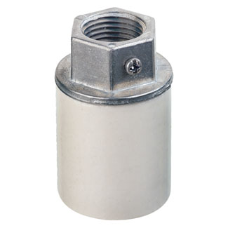 Medium Base, One-Piece, Keyless, Incandescent, Glazed Porcelain Lampholder, Pipe Mount, Single Circuit, Back Wired, - White