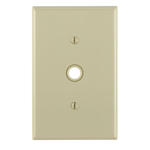 1-Gang .406 Inch Hole Device Telephone/Cable Wallplate, Midway Size, Thermoplastic Nylon, Strap Mount.Ivory