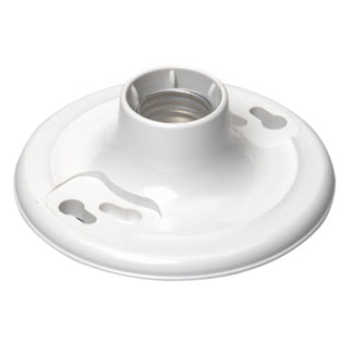 660W/250V Medium Base One-Piece White Urea Outlet Box Mount Incandescent Lampholder, Keyless, Single Circuit, 2 Screw Top Wired - White